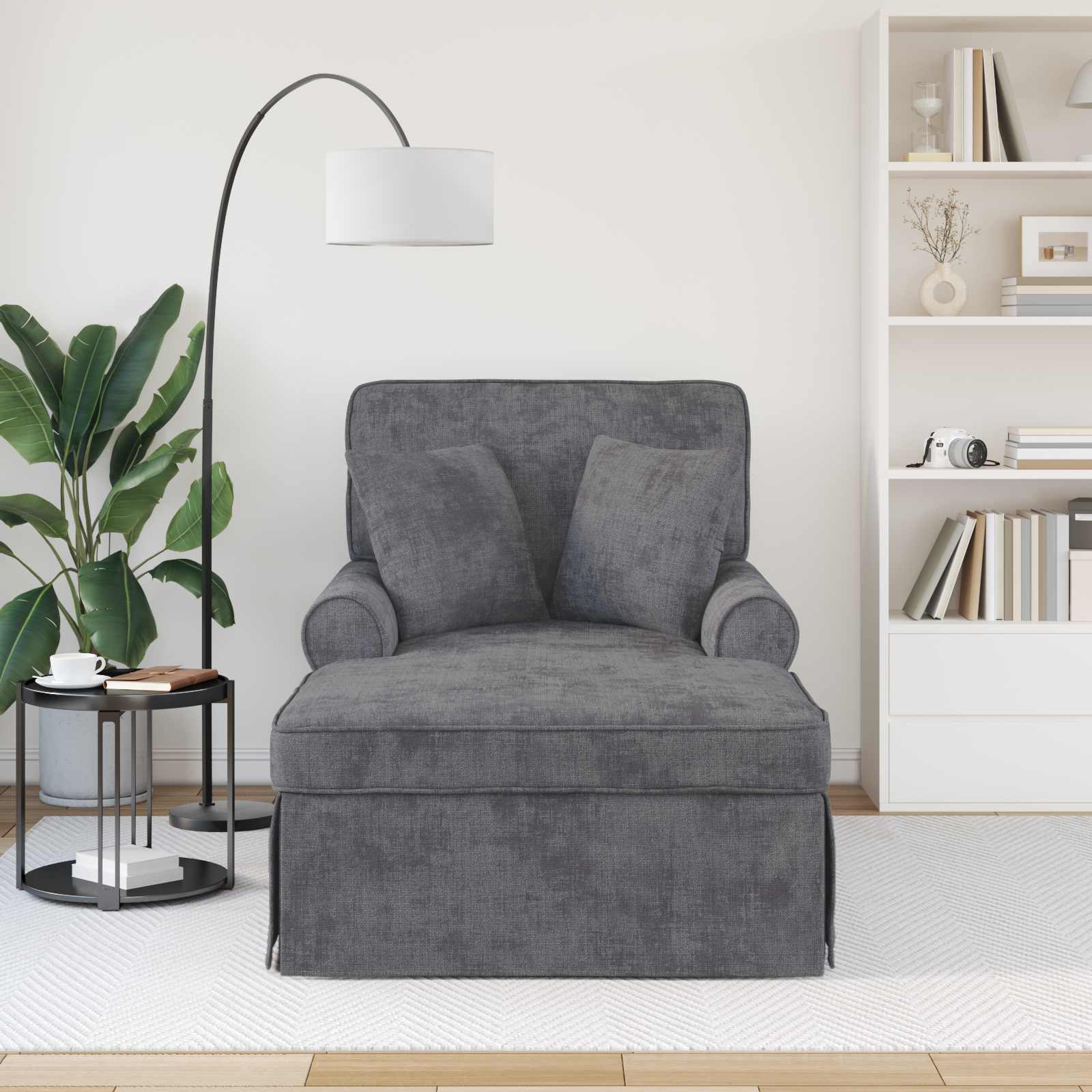 Chaise Lounge mit Rock mit Kissen Creme 157 x 91 x 91 cm ARES