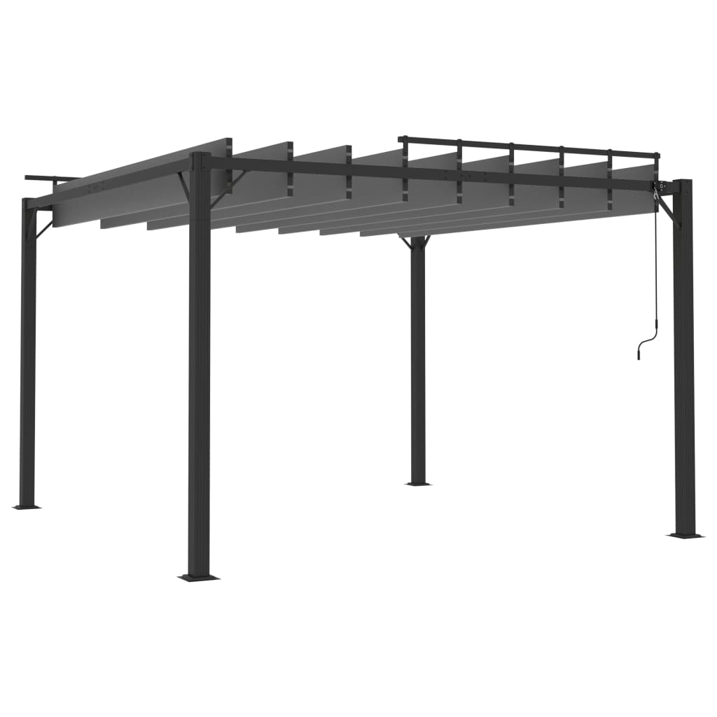 Pergola mit Lamellendach 3x3 m Creme Stoff und Aluminium