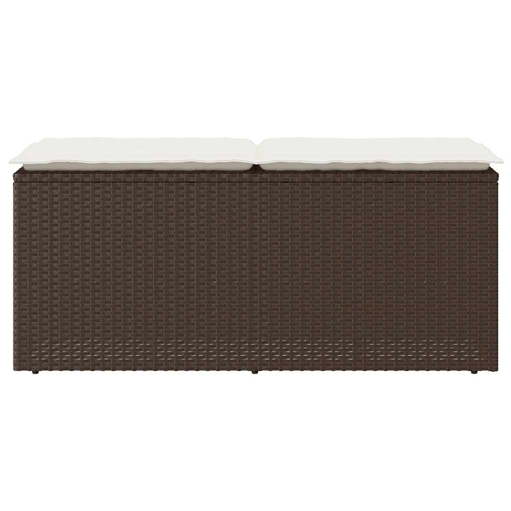 Gartenbank mit Kissen Schwarz 110x40x44 cm Poly Rattan