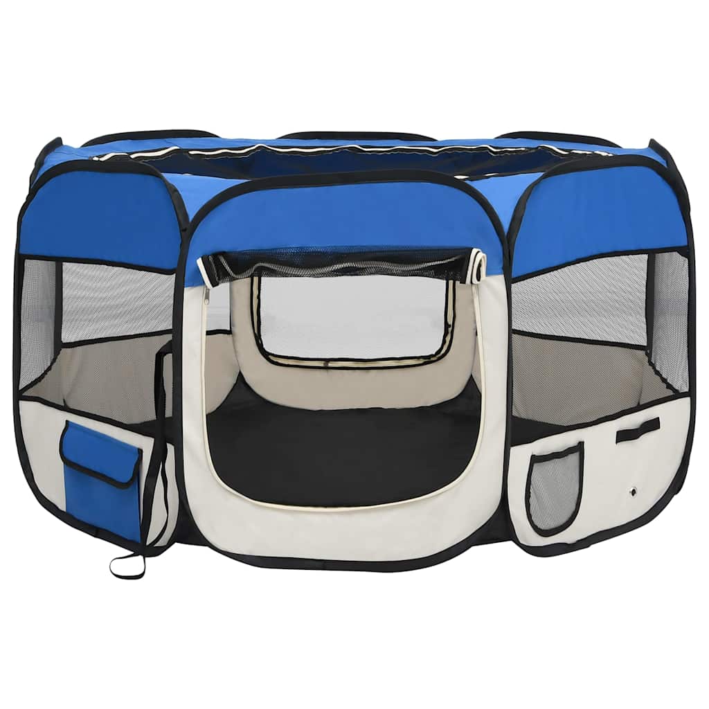 Faltbarer Welpenlaufstall mit Tragetasche Schwarz 90x90x58 cm