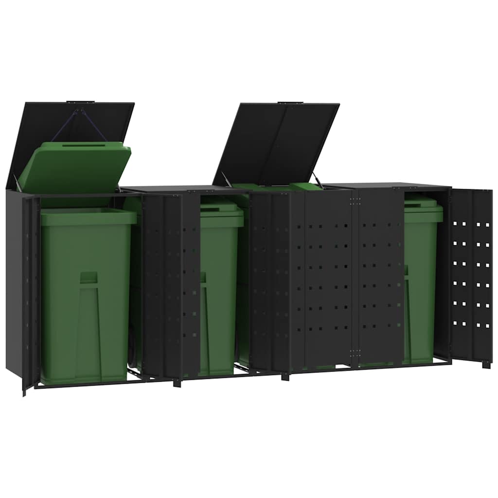 Mülltonnenbox für 2 Tonnen Schwarz 138x79x117 cm Stahl