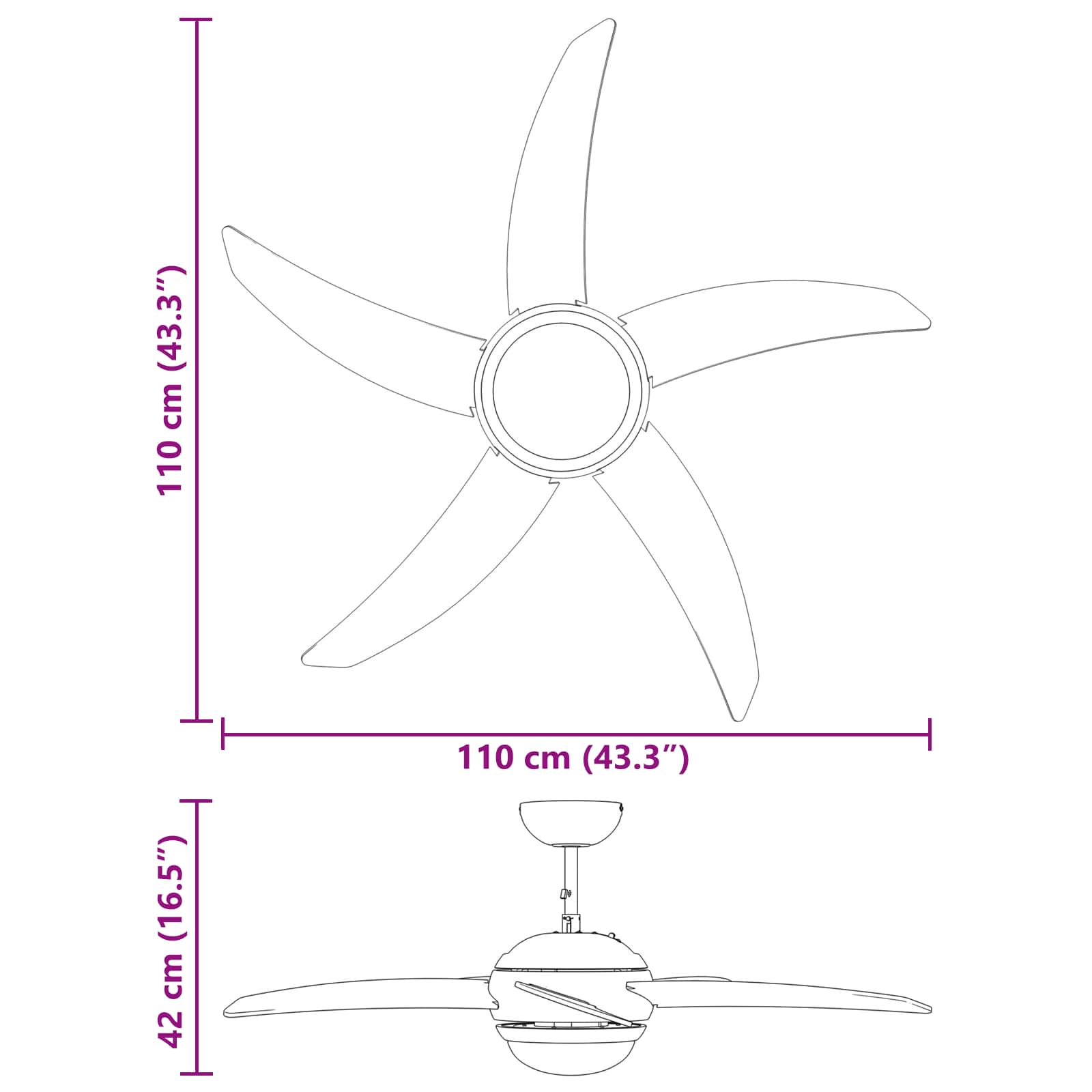 Deckenventilator mit Licht und Fernbedienung Ø 130 cm Weiß
