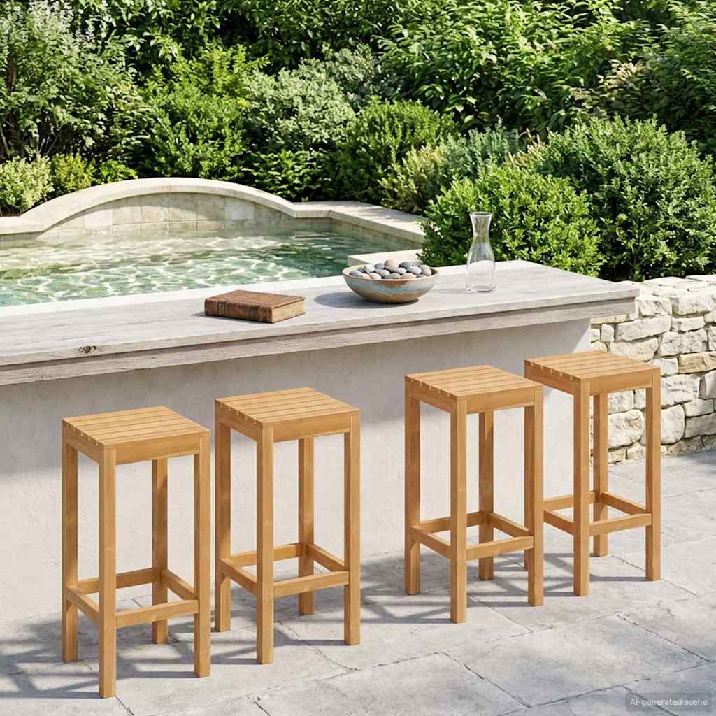 Barhocker 2 pcs Natur Massivholz Teak