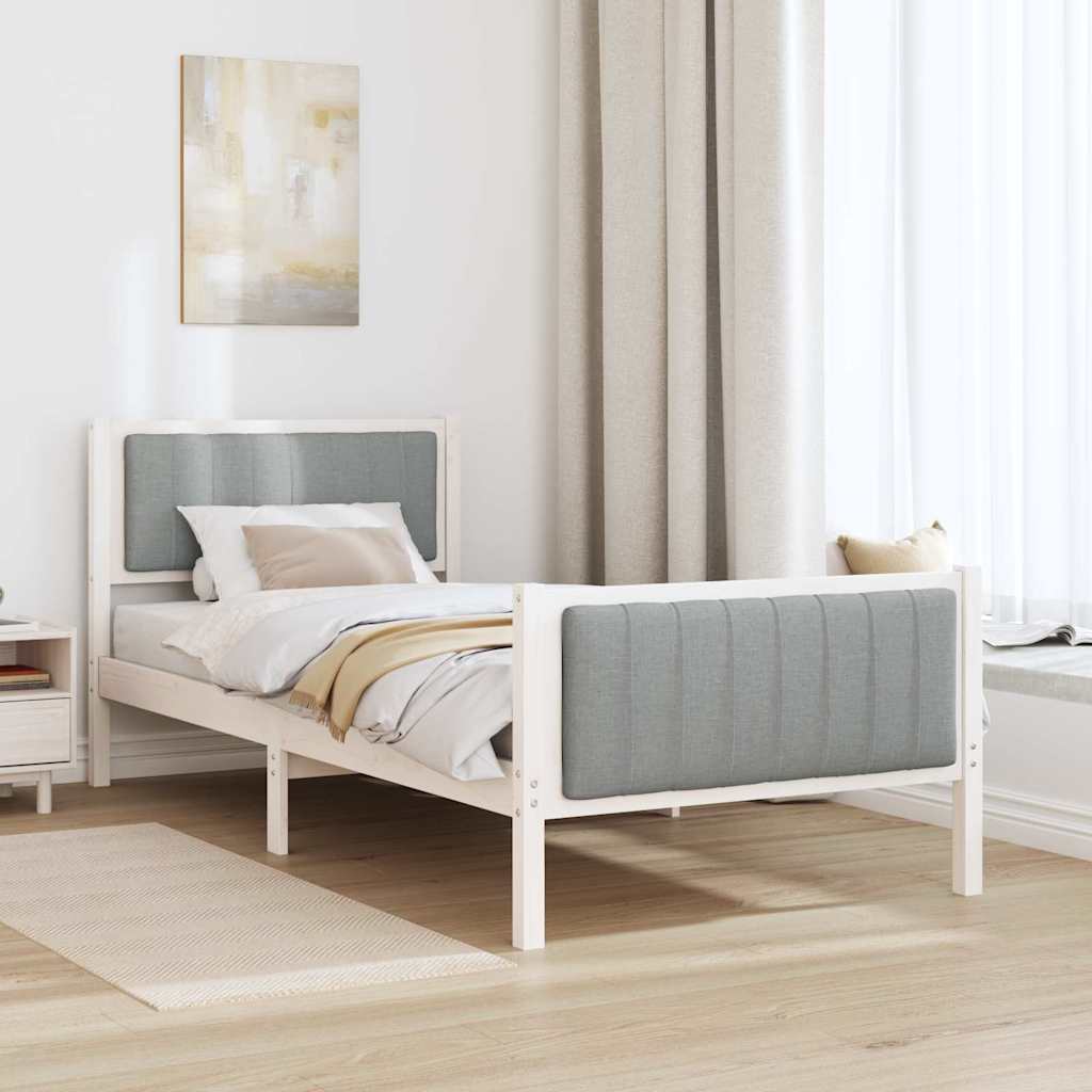 Bettgestell Braun und hellgrau 200 x 200 cm Massivholz Kiefer