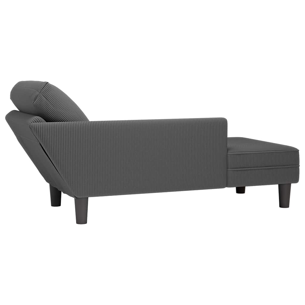 Chaiselongue mit Kissen Hellgrau Cordstoff