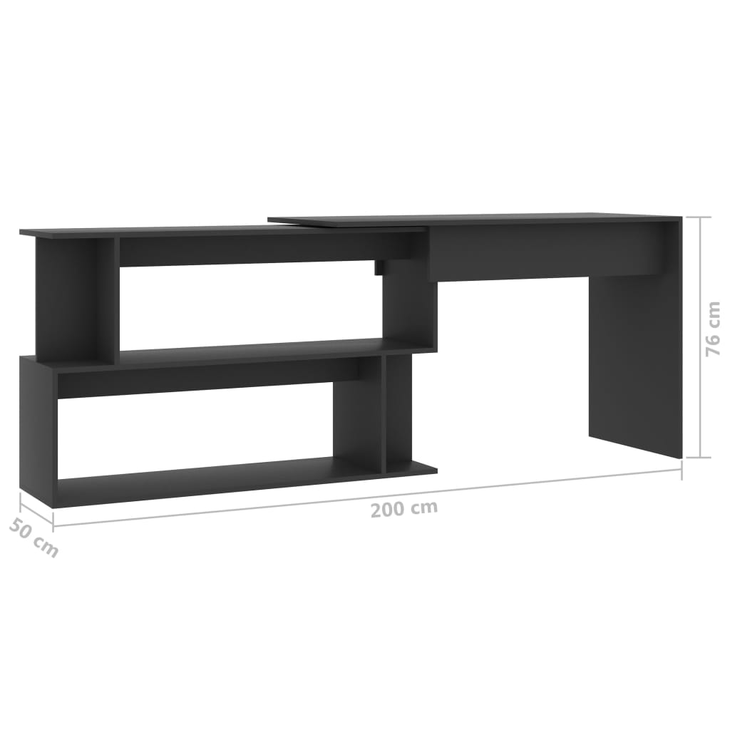 Eckschreibtisch Weiß 200x50x76 cm Holzwerkstoff