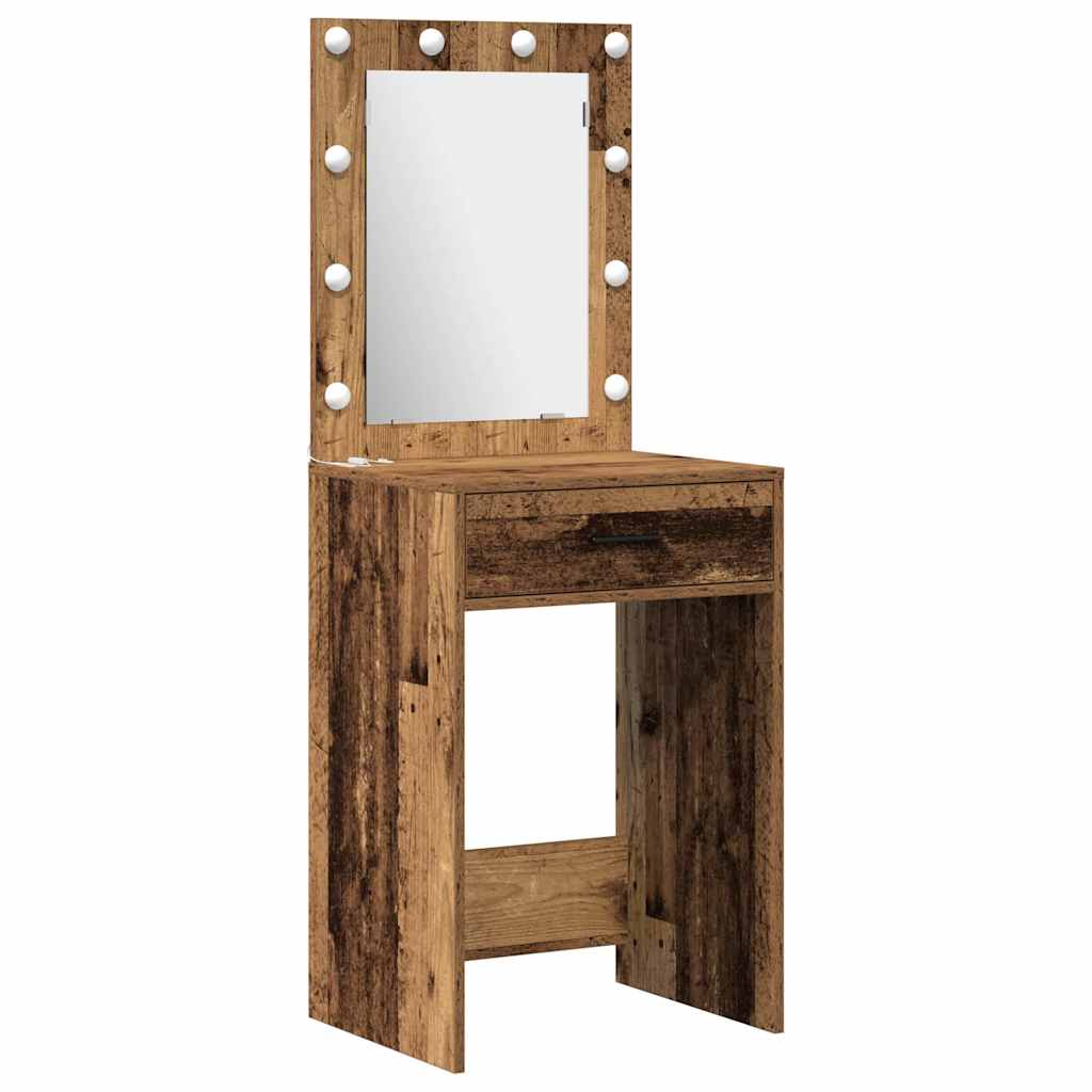Schminktisch mit Spiegelbeleuchtung 3 pcs Weiß Holzwerkstoff