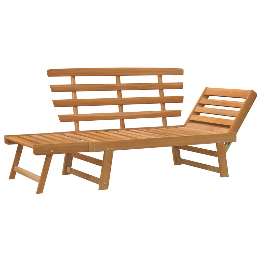 Gartenbank mit Auflagen 2-in-1 190 cm Grau Massivholz Akazie