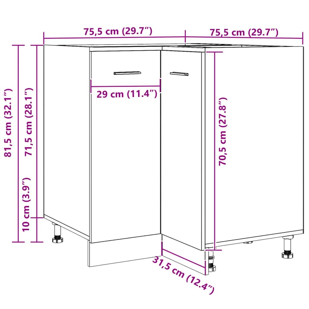 Unterschrank Lyon Weiß 60x46x81,5 cm Holzwerkstoff