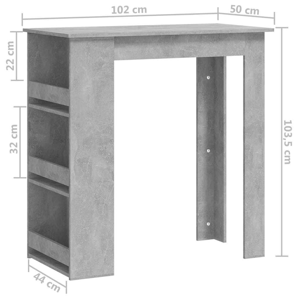 Bartisch mit Ablagefläche Weiß 102x50x103,5 cm Holzwerkstoff