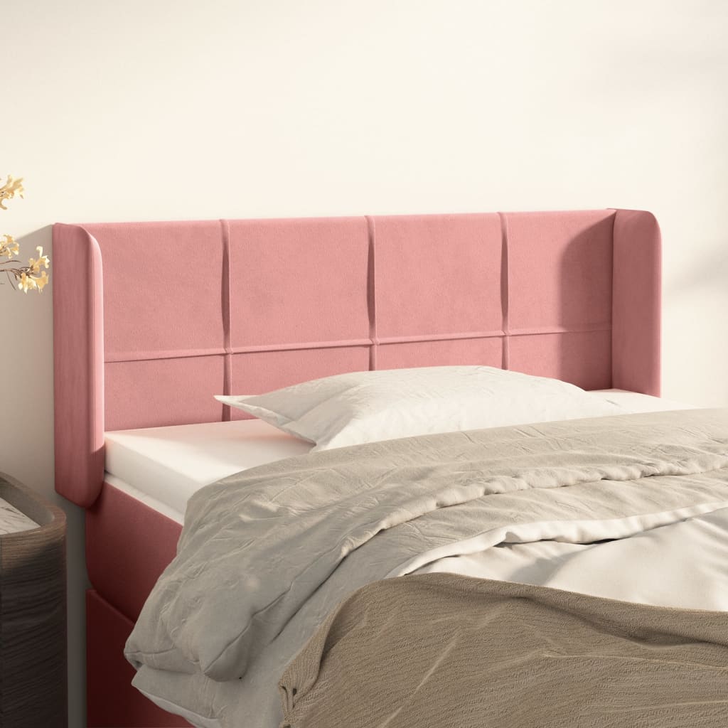 Kopfteil mit Ohren Dunkelblau 93x16x78/88 cm Samt