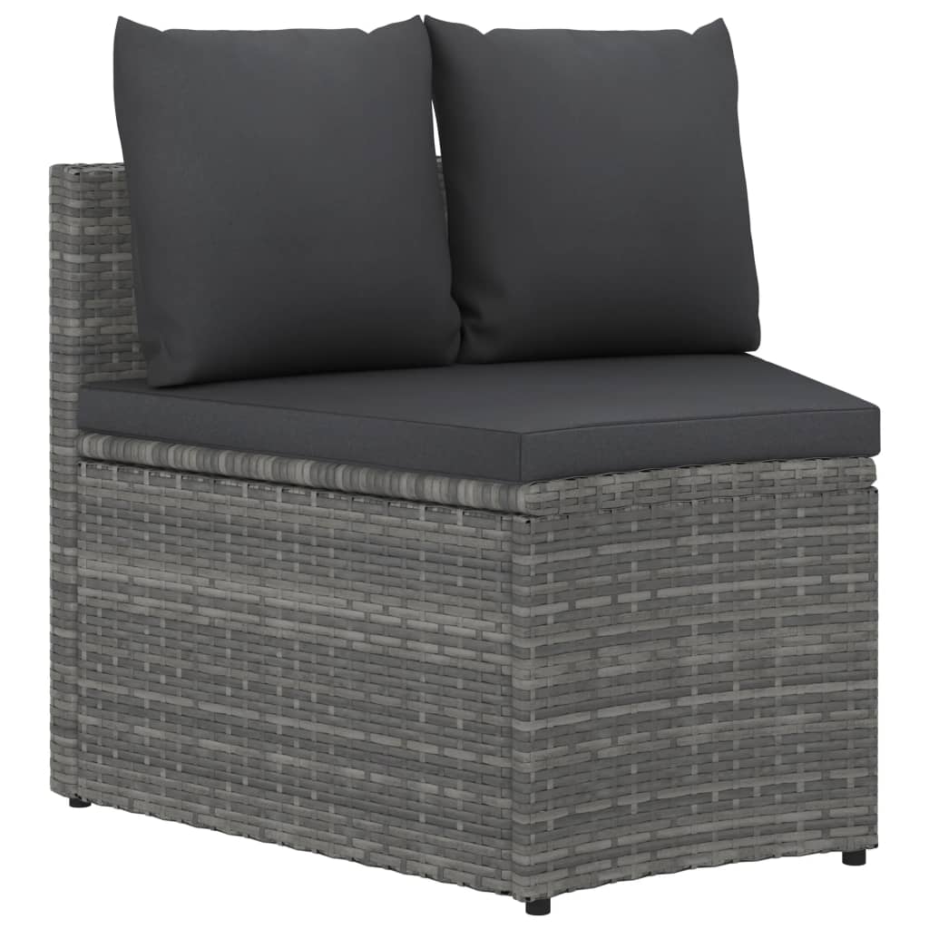 2-tlg. Garten-Sofagarnitur mit Auflagen Poly Rattan Schwarz