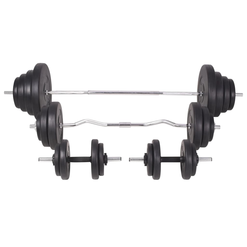 Hantelbank mit Ablage, Langhantel und Kurzhantel Set 60,5 kg