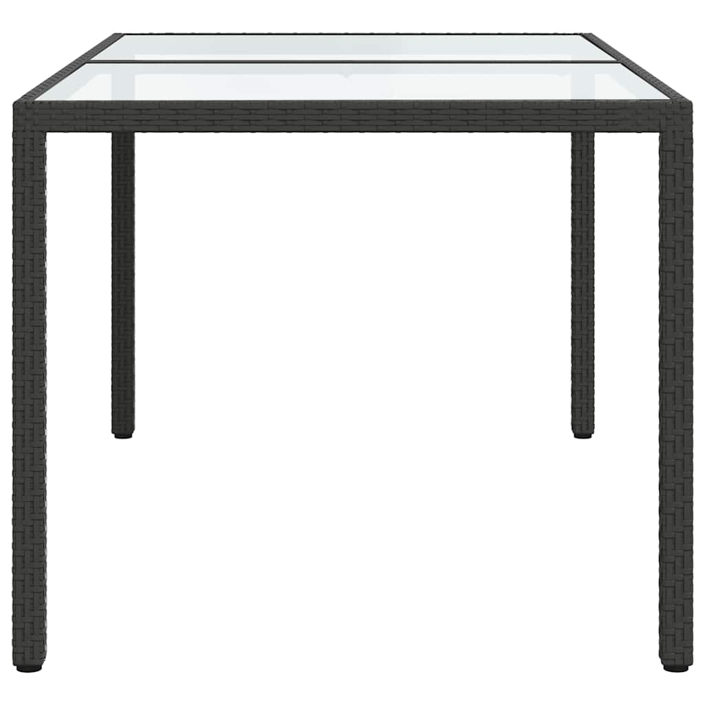 Gartentisch 150x90x75 cm Hartglas und Poly Rattan Grau