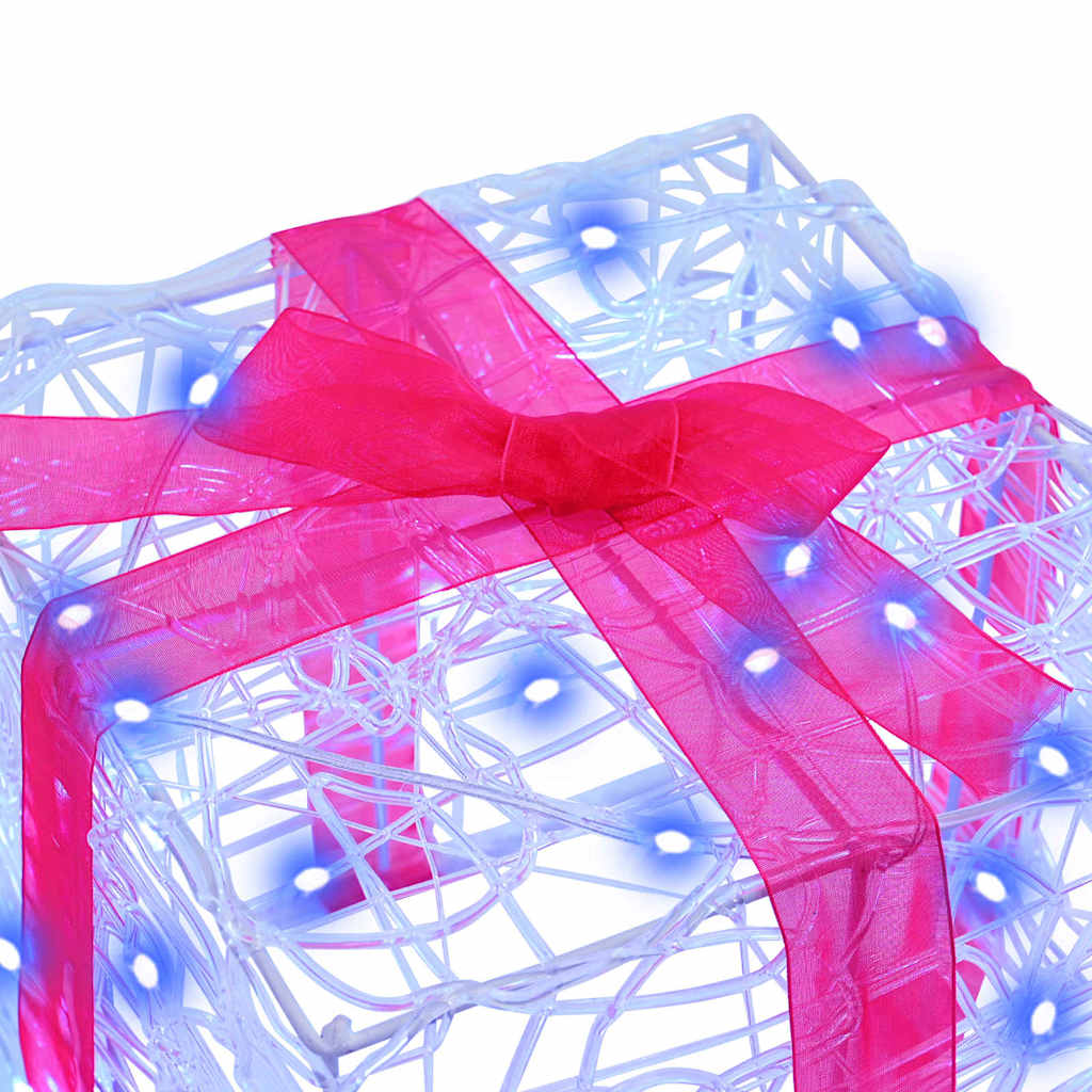 Geschenkbox mit 60 LEDs 3 pcs Warmweiß 20 x 20 x 20 cm Acryl