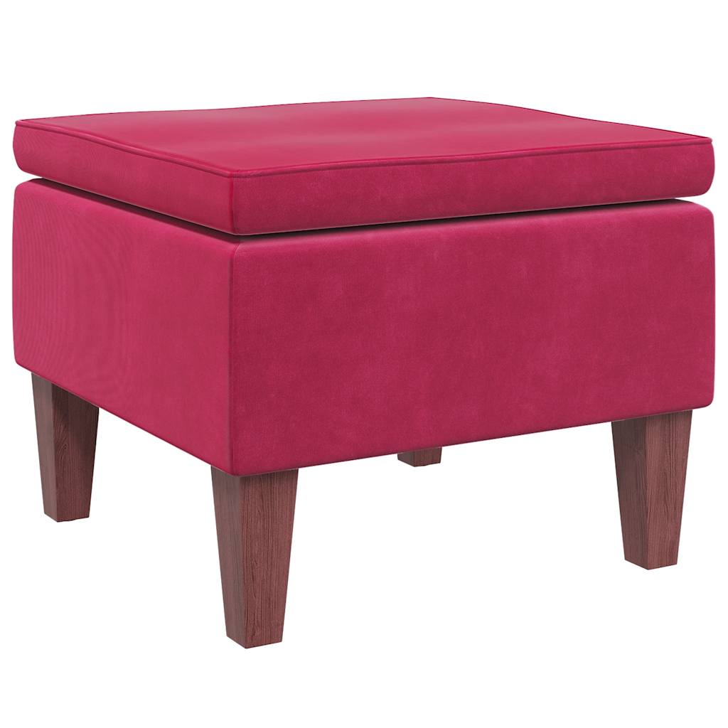 Hocker mit Holzbeinen Dunkelgrau Samt