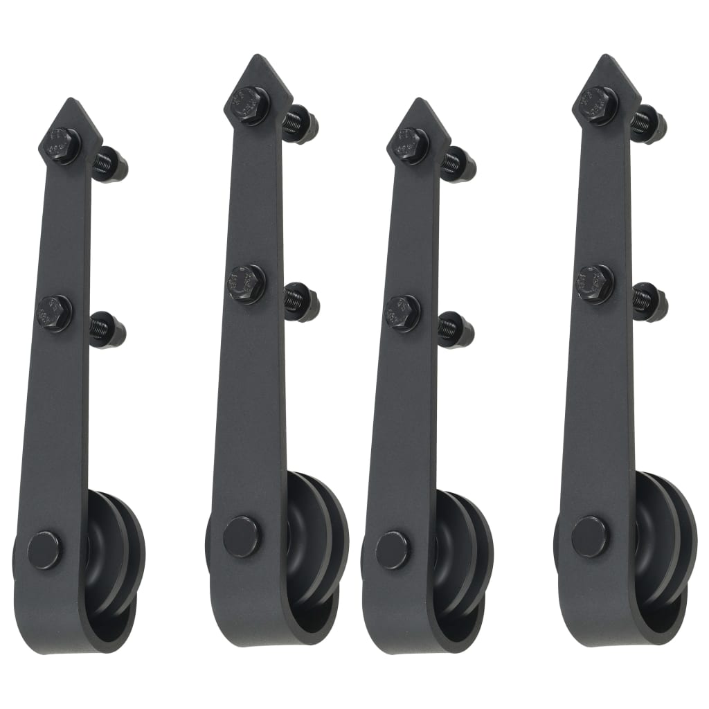 Schiebetürbeschlag-Set 183 cm Stahl Schwarz