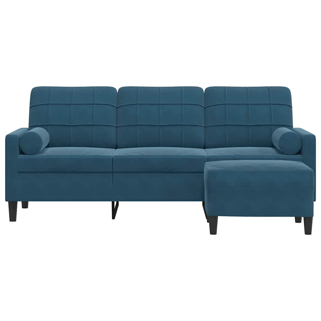 3-Sitzer-Sofa mit Hocker Hellgrau 180 cm Samt