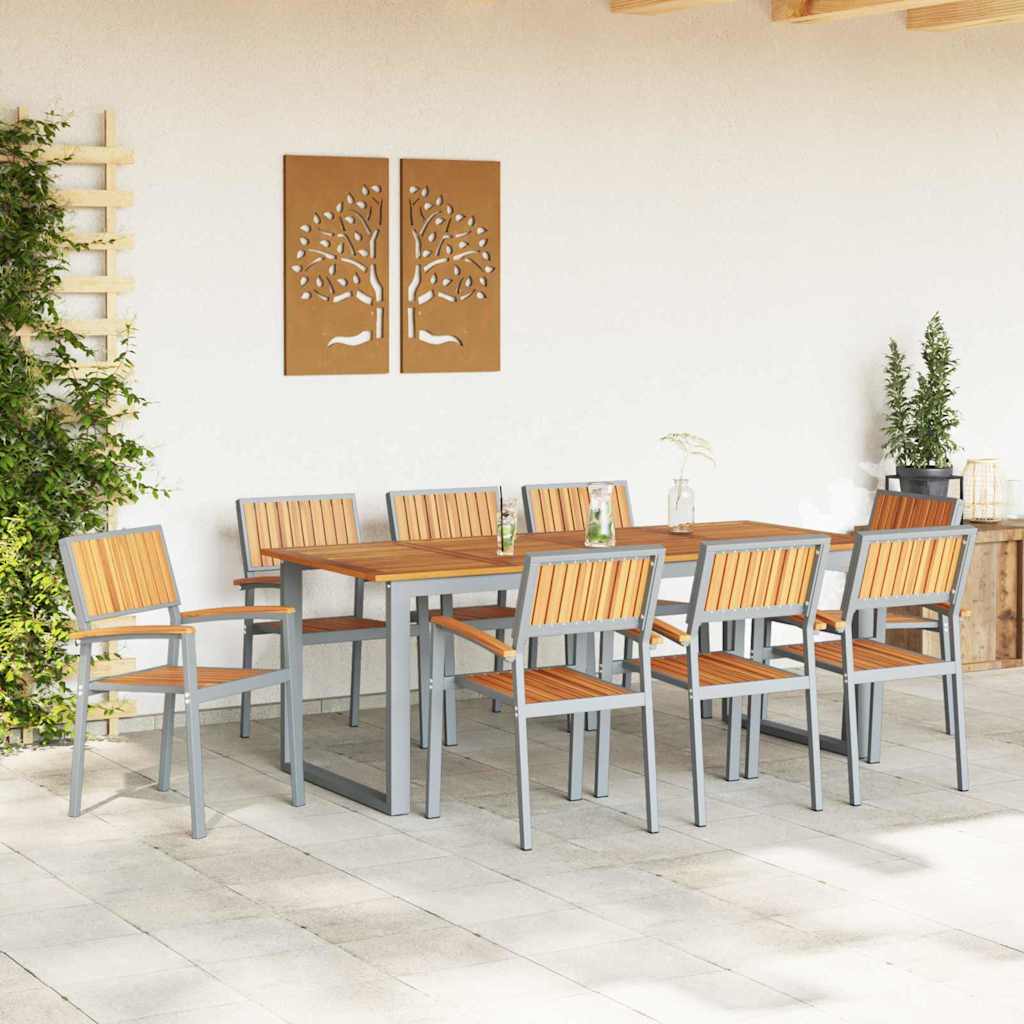 Garten Essgruppe 5 pcs Grau Massivholz Akazie