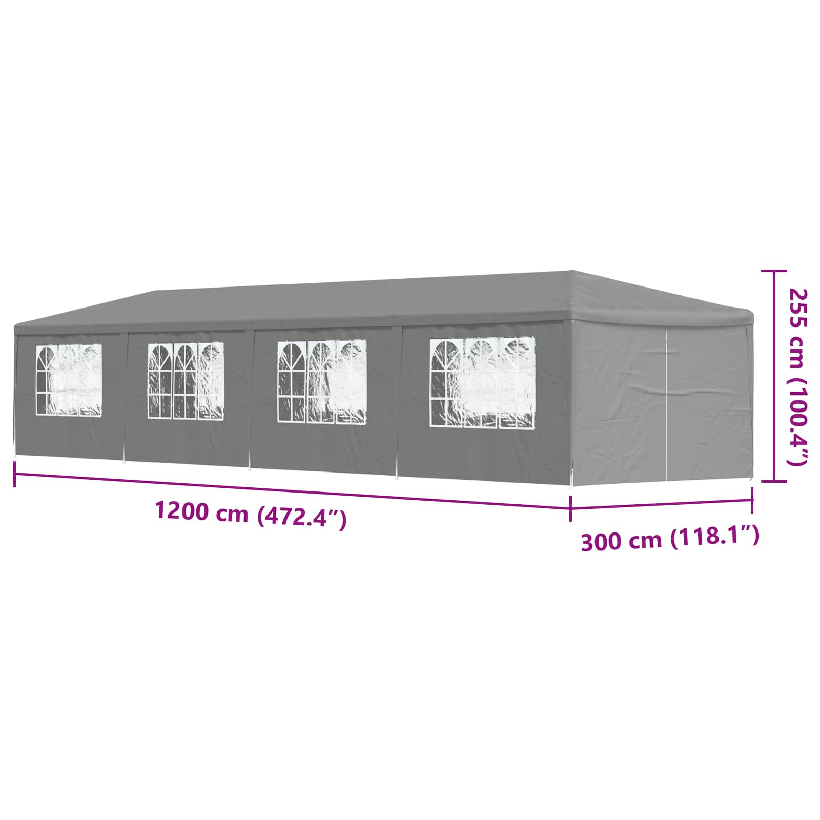 Party-Zelt 400 x 300 x 255 cm Rot PE und Stahl