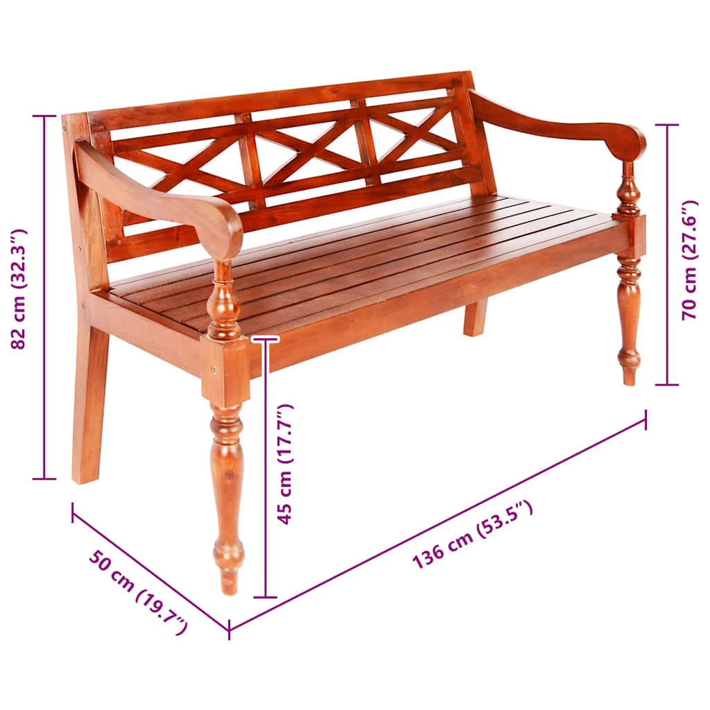 Batavia-Sitzbank 98 cm Mahagoni Massivholz Weiß