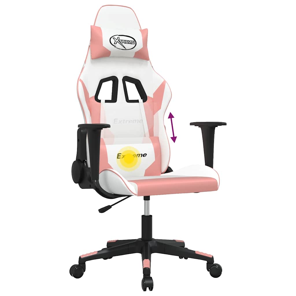 Gaming-Stuhl mit Massagefunktion Schwarz und Blau Kunstleder