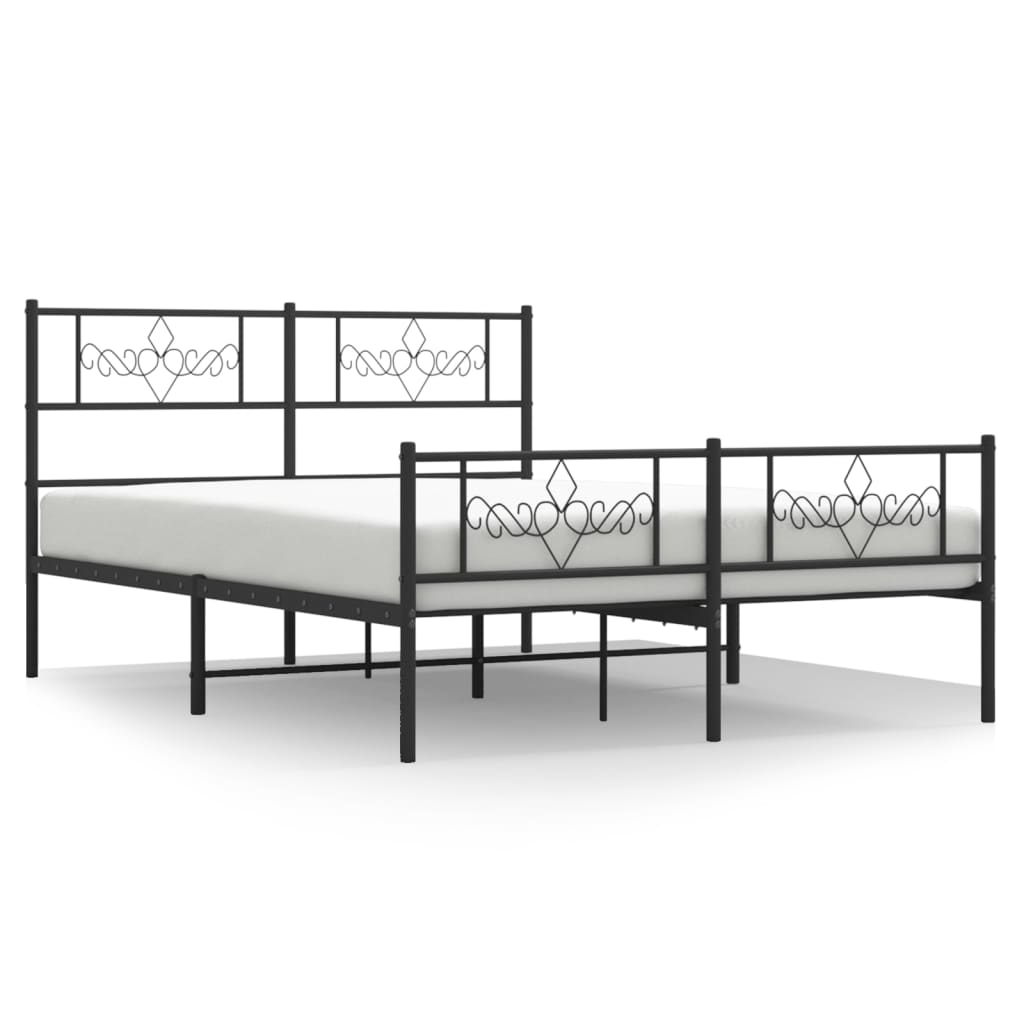 Bettgestell mit Kopfteil Metall Schwarz 100x190 cm