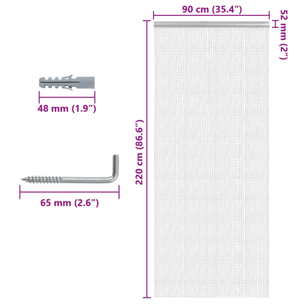 Türvorhang aus Ketten 56x186 cm Aluminium