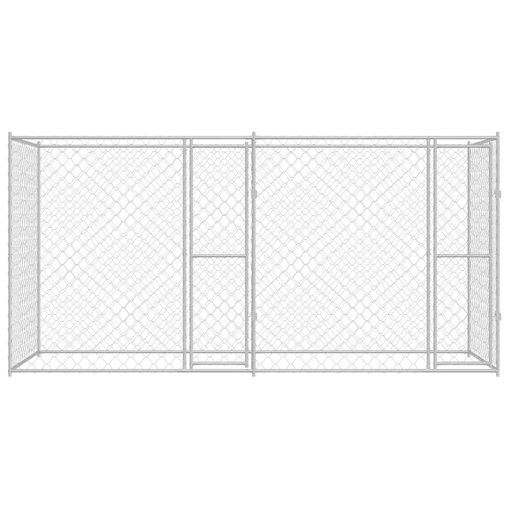 Hundezwinger mit Tür Grau 2x2x1,5 m Verzinkter Stahl