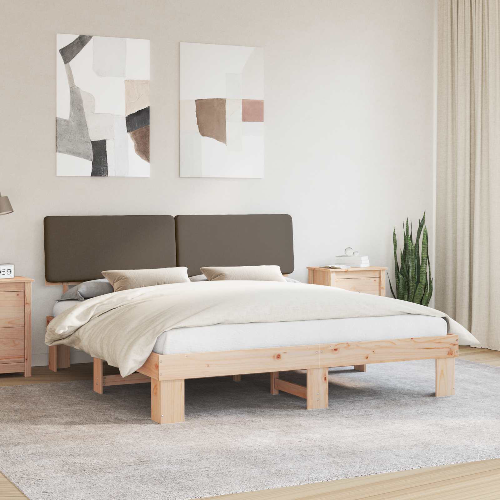 Bettgestell mit gepolstertem Kopfteil Hellgrau 200 x 200 cm