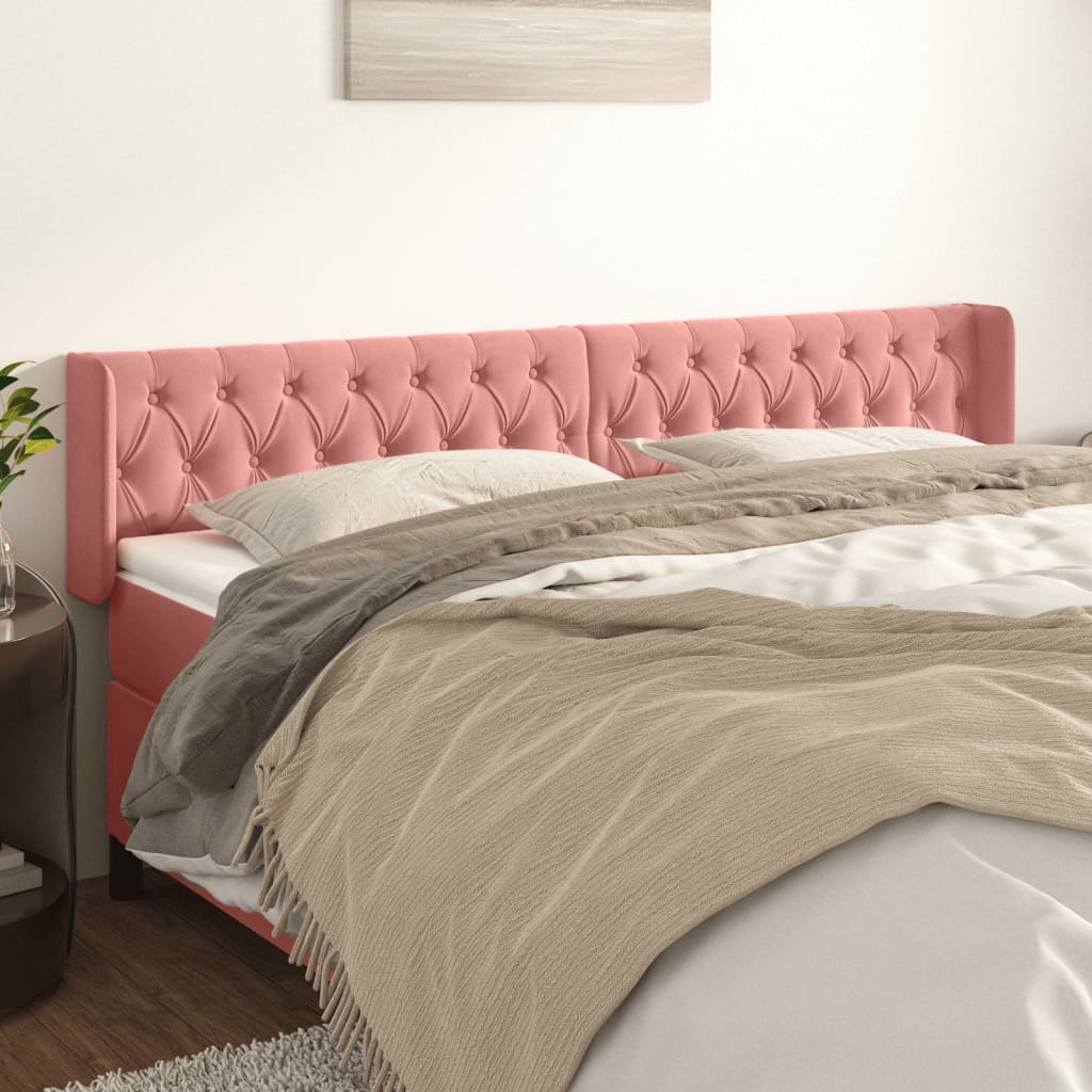 Kopfteil mit Ohren Dunkelblau 93x16x78/88 cm Samt
