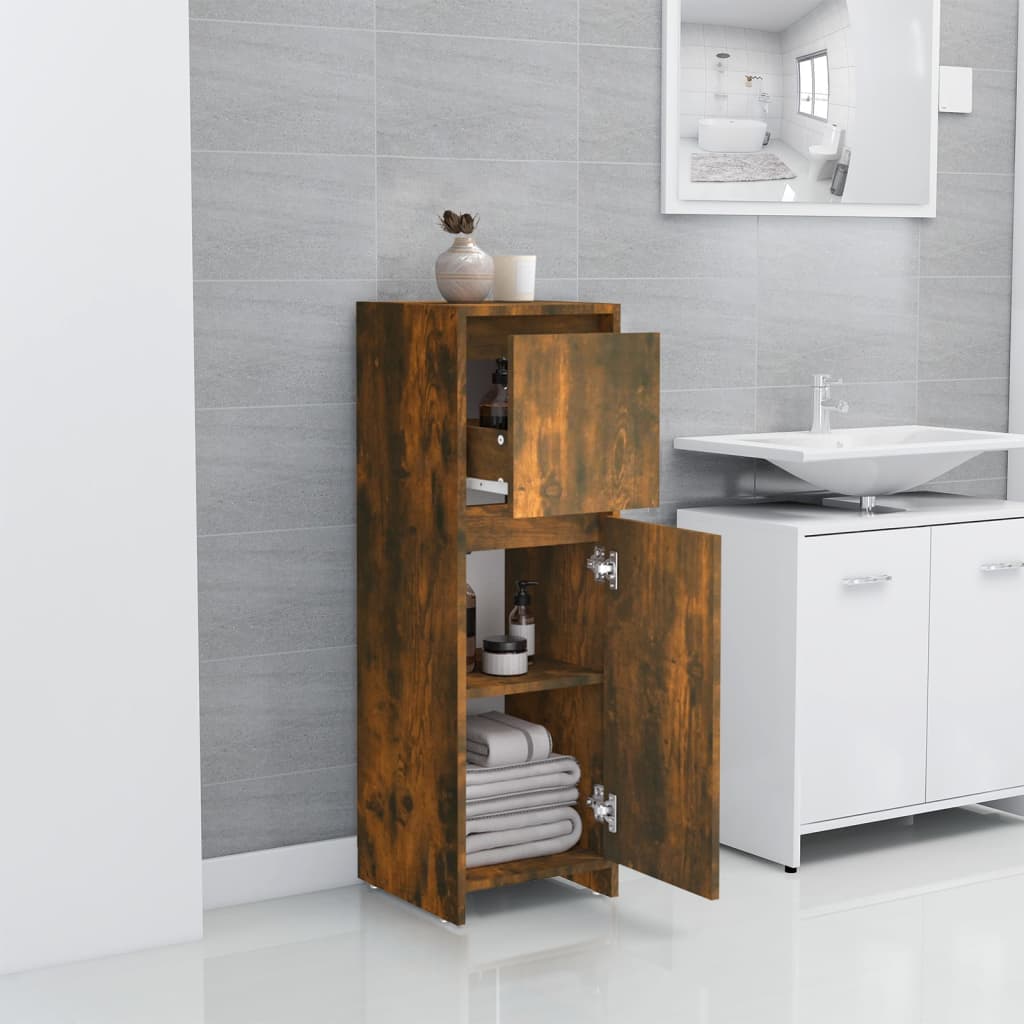 Badezimmerschrank Weiß 30x30x95 cm Holzwerkstoff