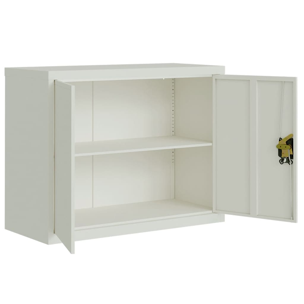 Aktenschrank mit 2 Türen Grau 90 cm Stahl
