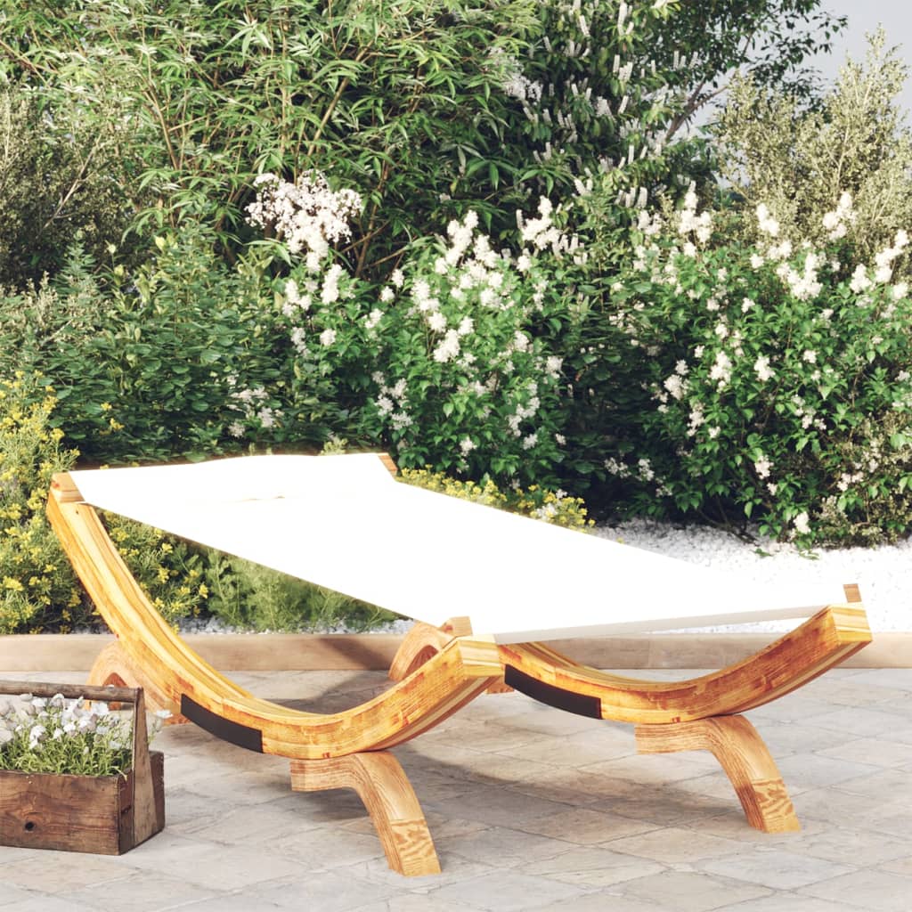 Sonnenliege 165x188,5x46 cm Bugholz Massiv Creme