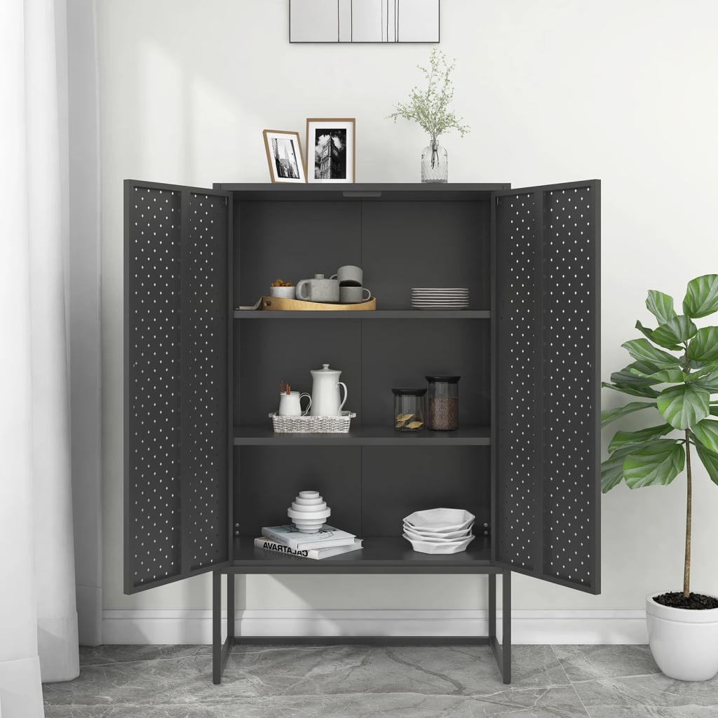 Highboard Weiß 80x35x135 cm Stahl