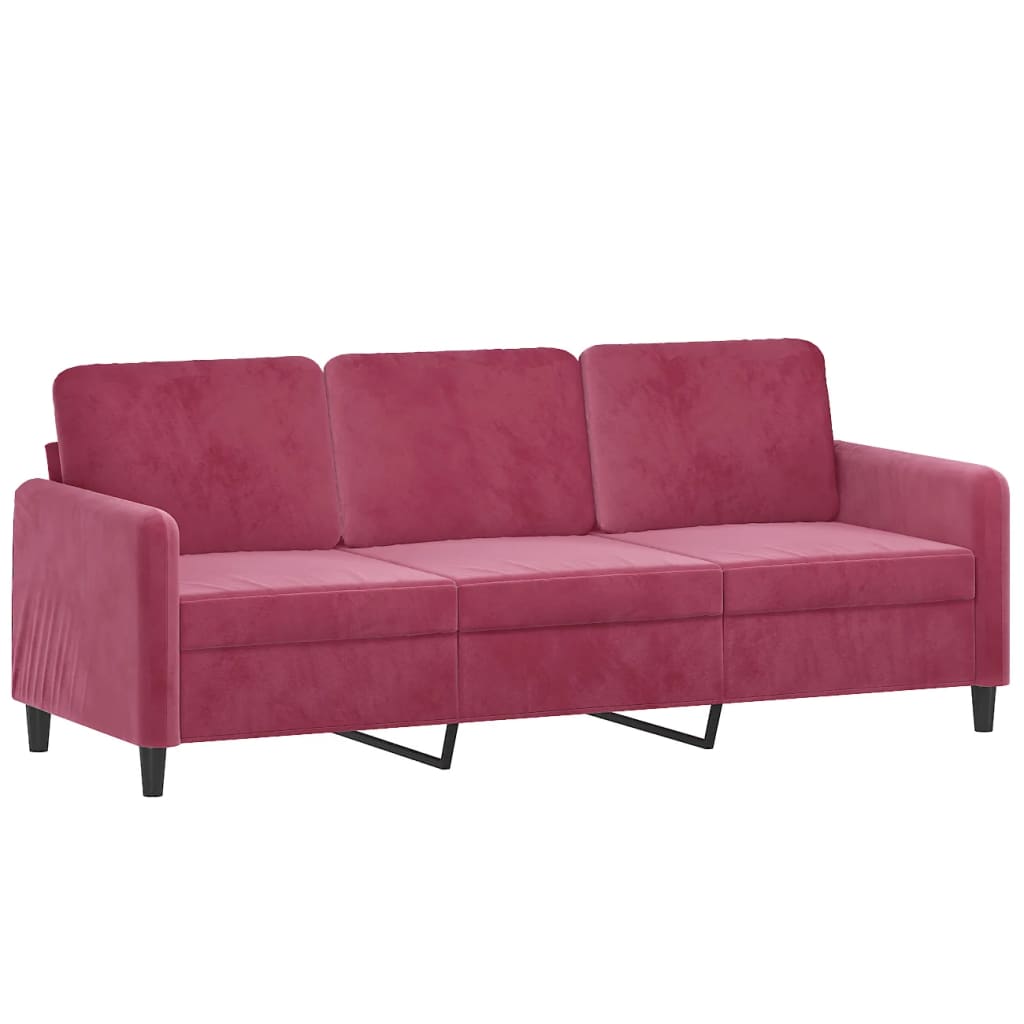 3-Sitzer-Sofa mit Hocker Rosa 180 cm Samt