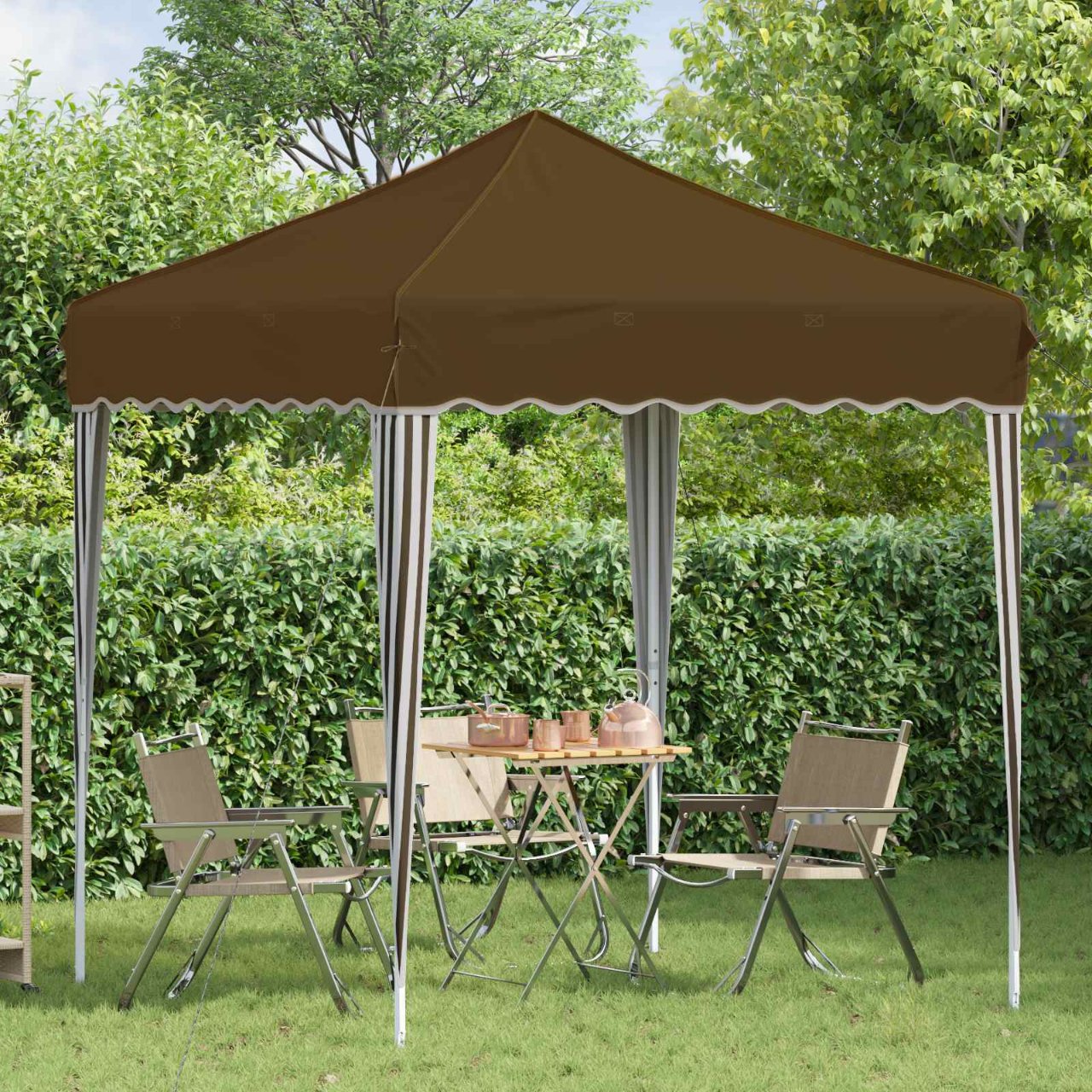 Pop-up Partyzelt 195 x 195 x 245 cm Creme Oxford-Stoff