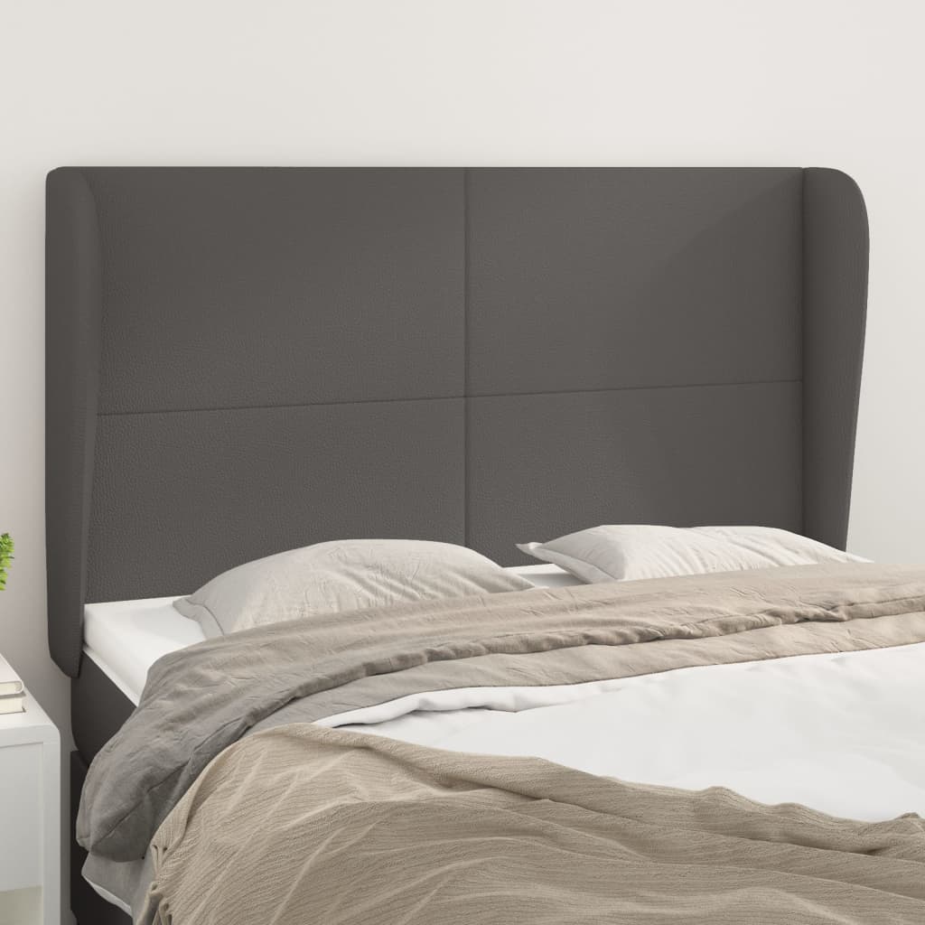 Kopfteil mit Ohren Creme 83x23x78/88 cm Kunstleder