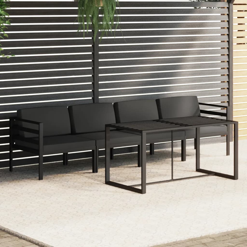 10-tlg. Garten-Lounge-Set mit Kissen Aluminium Anthrazit