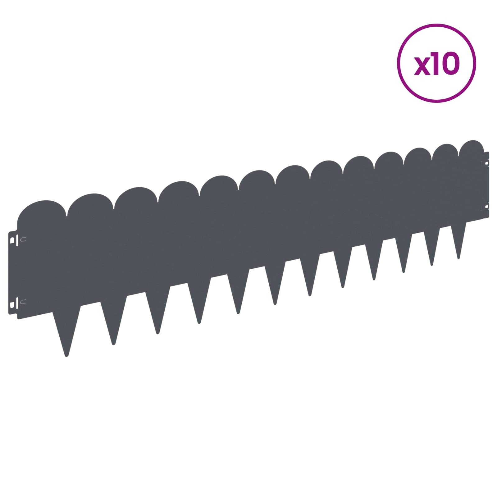 Raseneinfassung 10 pcs 103 x 15 cm Stahl Schwarz