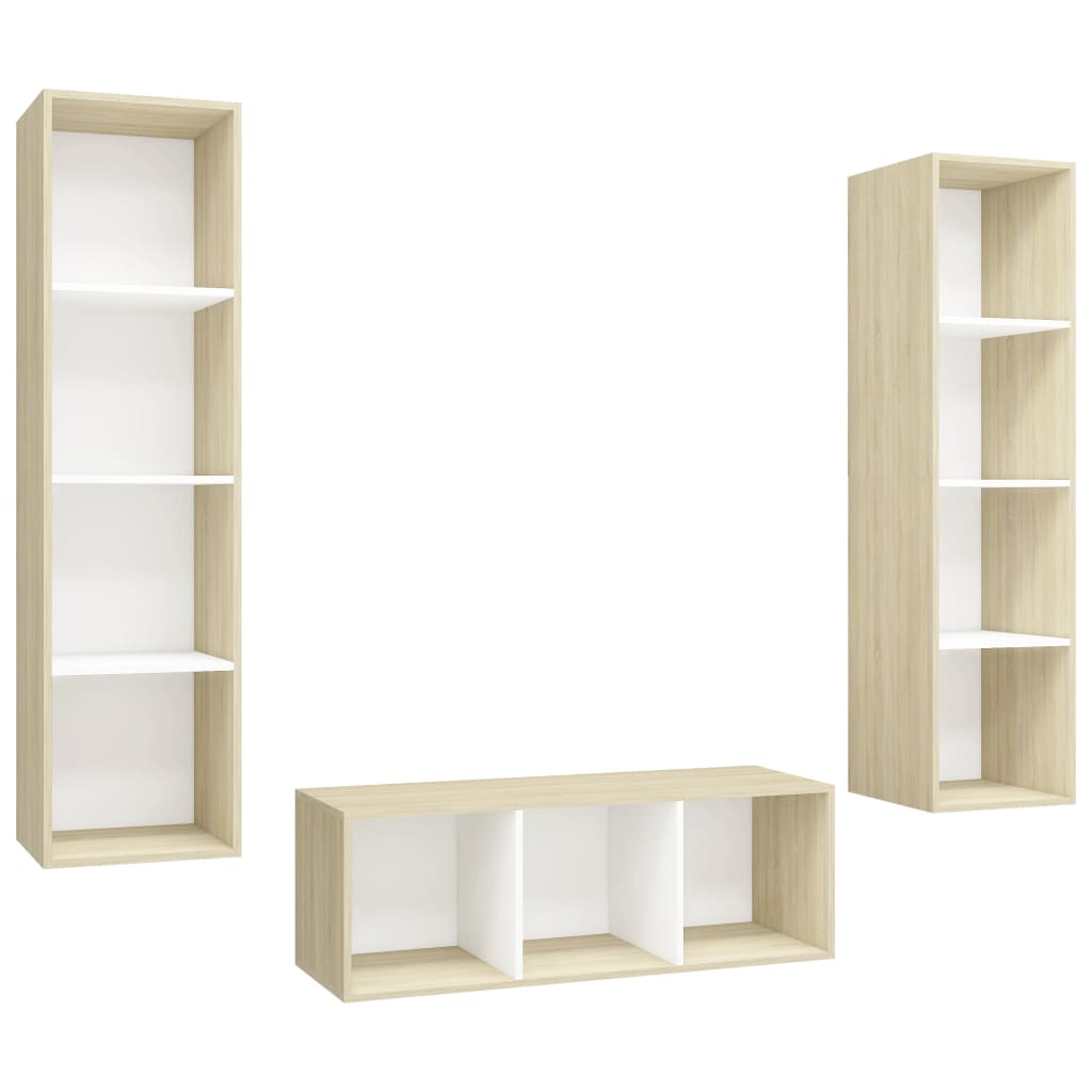 3-tlg. TV-Schrank-Set Weiß Holzwerkstoff