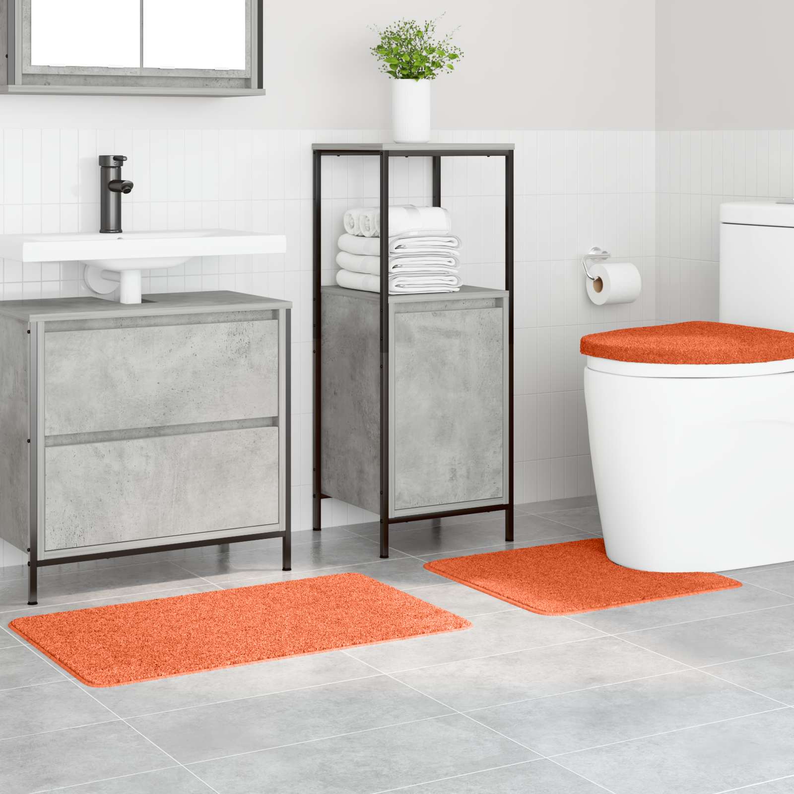 Anti-Rutsch Badematten-Set 3 pcs Grau PP