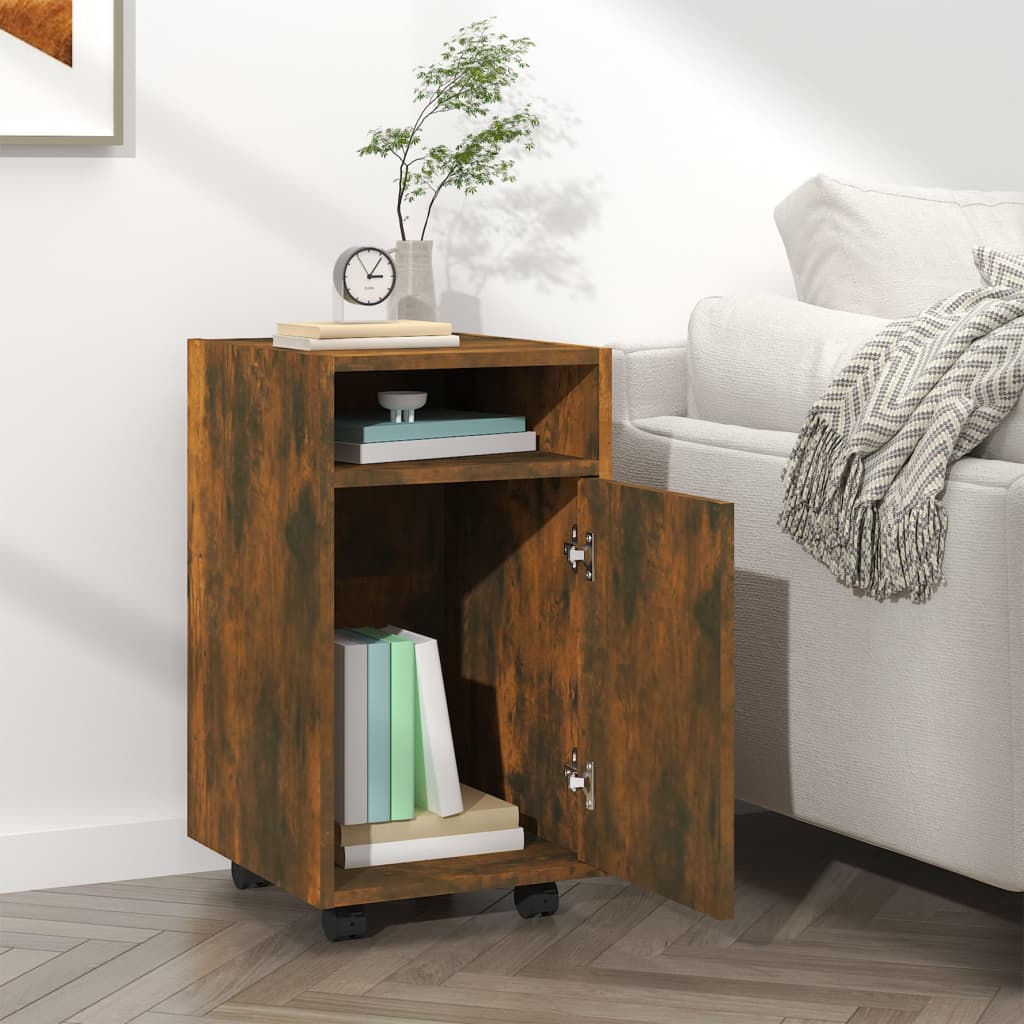 Beistellschrank mit Rollen Weiß 33x38x60 cm Holzwerkstoff