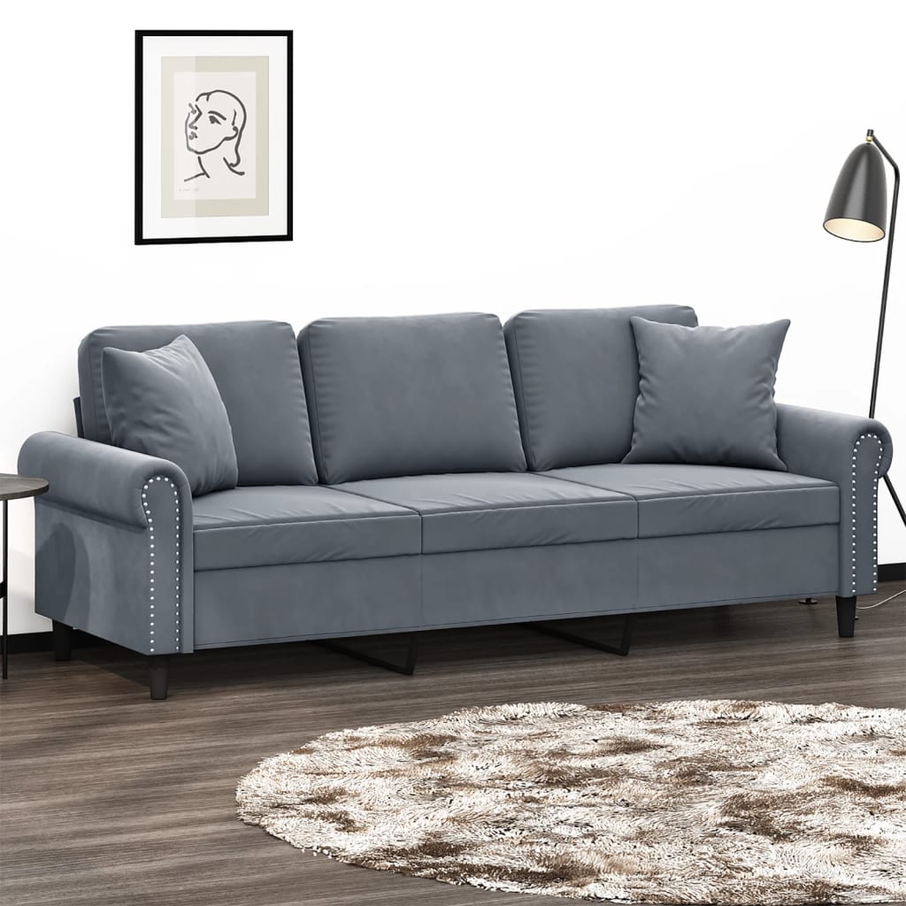 2-Sitzer-Sofa mit Zierkissen Dunkelgrün 120 cm Samt