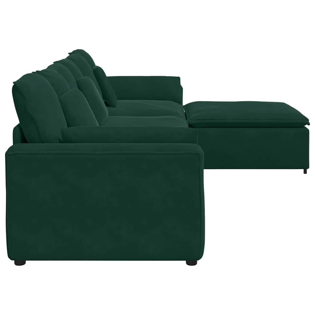 Modulares Sofa mit Fußhocker und Kissen Blau