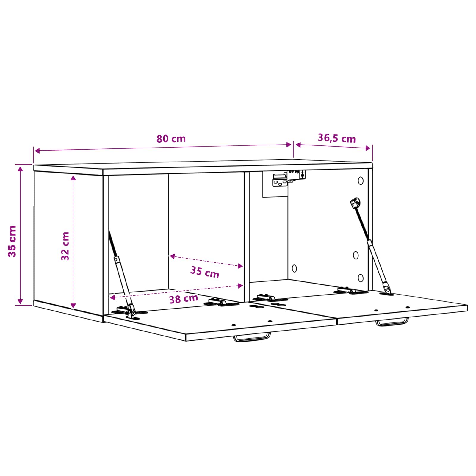Wandschrank Weiß 80x36,5x35 cm Holzwerkstoff