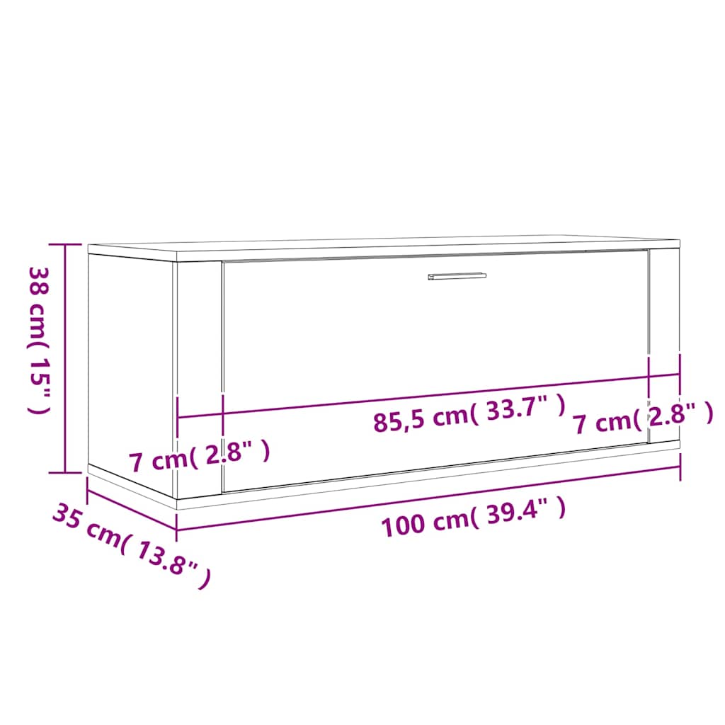 Wand-Schuhschrank Weiß 100x35x38 cm Holzwerkstoff