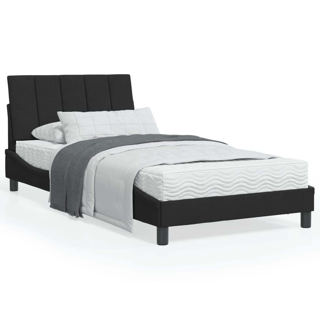 Bett mit Matratze "Hanko" Hellgrau 80x200 cm Samt