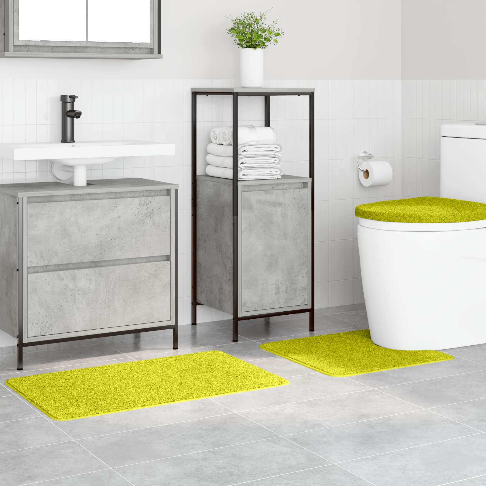 Anti-Rutsch Badematten-Set 3 pcs Grau PP