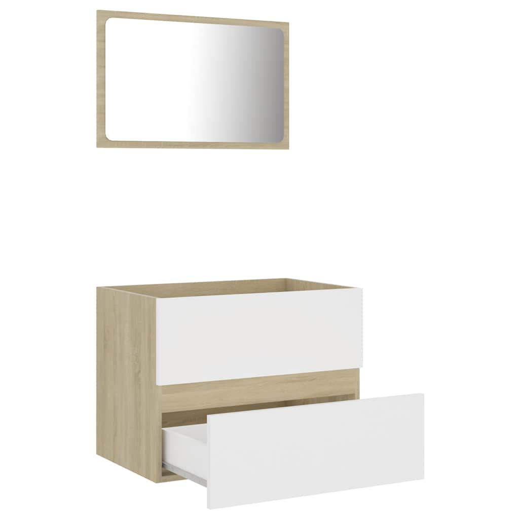 2-tlg. Badmöbel-Set Weiß Holzwerkstoff